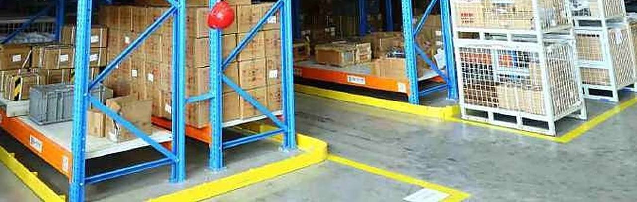 JISE rack protection — upright guards and end-of-aisle barriers